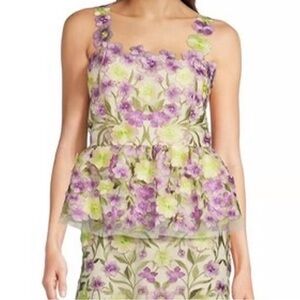 Muse Floral Embroidered Blouse - Purple and Green